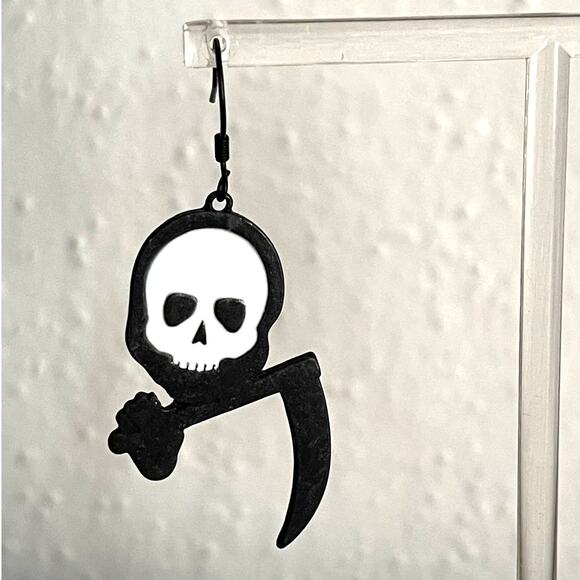 Skull Reaper Black Earrings Womens Halloween Skeleton Punk Rock Gothic Jewelry - Picture 6 of 6